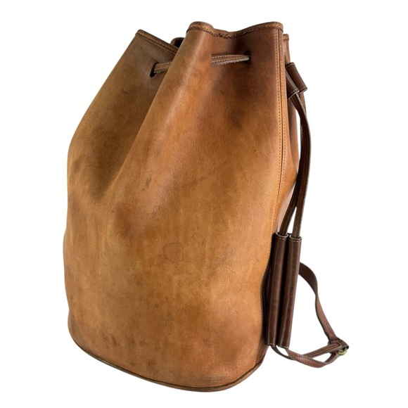 Distressed COACH Brown Leather Vintage Shopper The Sling Drawstring Bucket - Picture 1 of 13